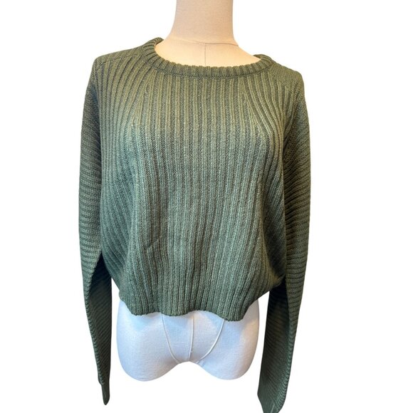 PrettyLittleThing XL Plus Khaki Cropped Rib Knit Jumper - NWT - Picture 2 of 14